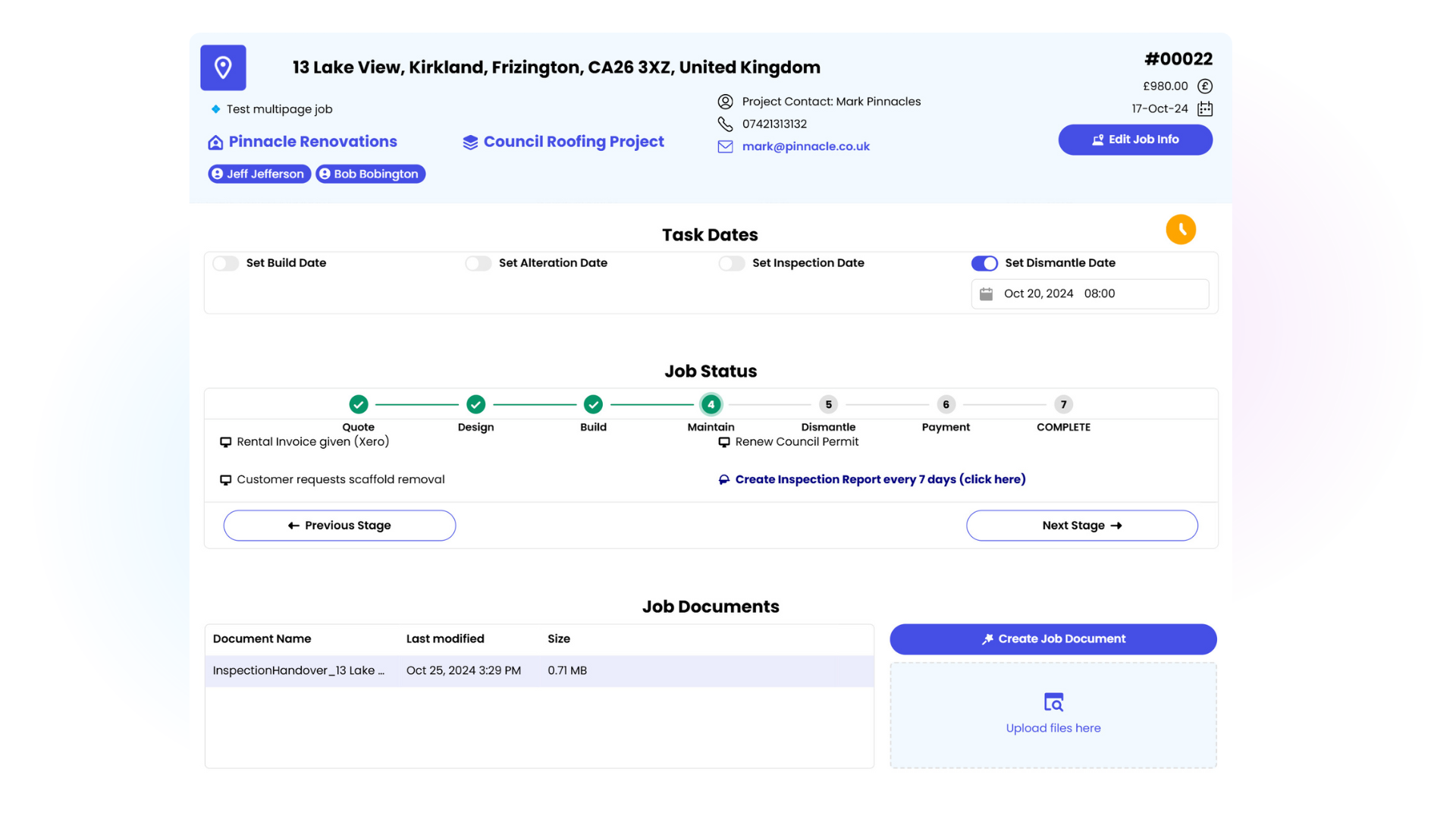 Scaffolding Management App UI